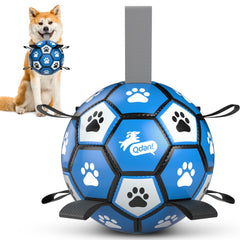 QDAN dog soccer ball with straps, 6inch, ideal for fetch and training