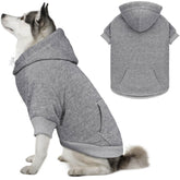 QDYU dog hoodie grey XXL front view highlights cozy brushed fleece warmth