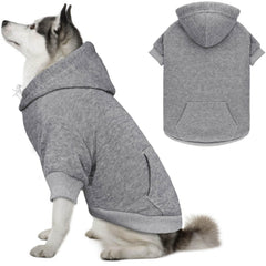 QDYU dog hoodie grey XXL front view highlights cozy brushed fleece warmth