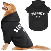 QDYU dog hoodie front view highlights cozy warmth for outdoor walks.