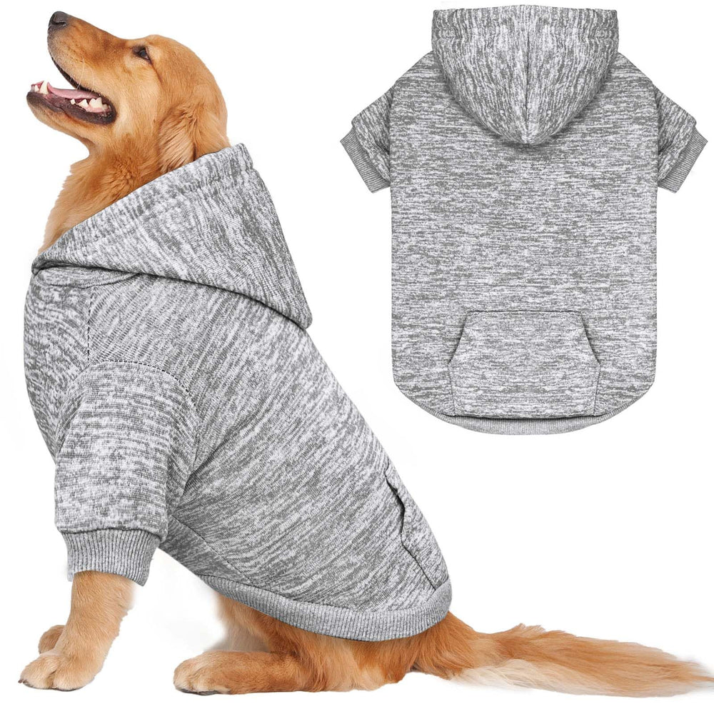 QDYU dog sweater grey XL worn during chilly outdoor walks for warmth