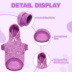 QDYU dog hoodie purple XXL back view highlights stylish fit for chilly days.