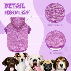 QDYU dog hoodie purple XXL fabric closeup shows soft fleece texture for cozy warmth.