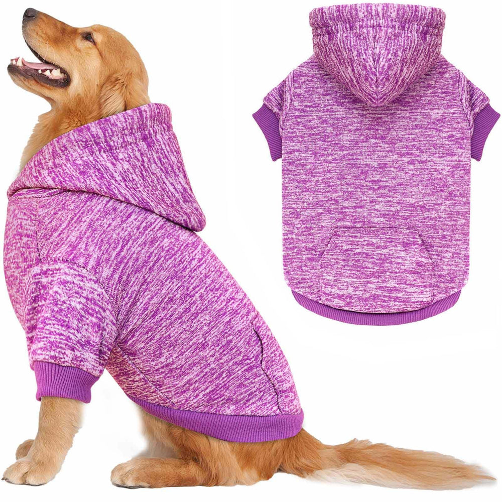 QDYU dog hoodie purple XXL front view keeps large dogs warm and stylish on walks.