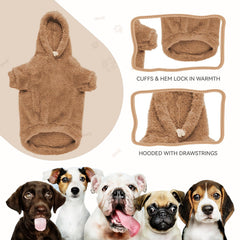 QDYU fuzzy dog hoodie back view—cozy during walks