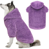 QDYU fuzzy dog hoodie purple XXL front view shows cozy warmth