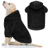 QDYU fuzzy dog sweater double-sided plush close-up promotes warm, cozy comfort for large dogs.