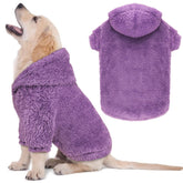 QDYU Fuzzy Dog Sweater purple front view for cozy warmth on walks
