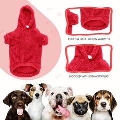QDYU fuzzy dog sweater red-xl side view highlights plush double-sided fleece