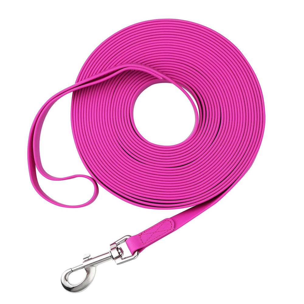 Qiaosite waterproof long leash purple 10ft shown for outdoor training and recall use.