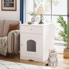 Qiaoxuan litter box enclosure interior view shows generous space for large litter boxes