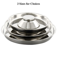 QIYADIN stainless steel pet bowl conical center pillar evenly distributes food to outer ring.