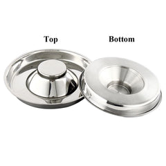 QIYADIN stainless steel pet bowl top view reveals polished surface and wide eating area.