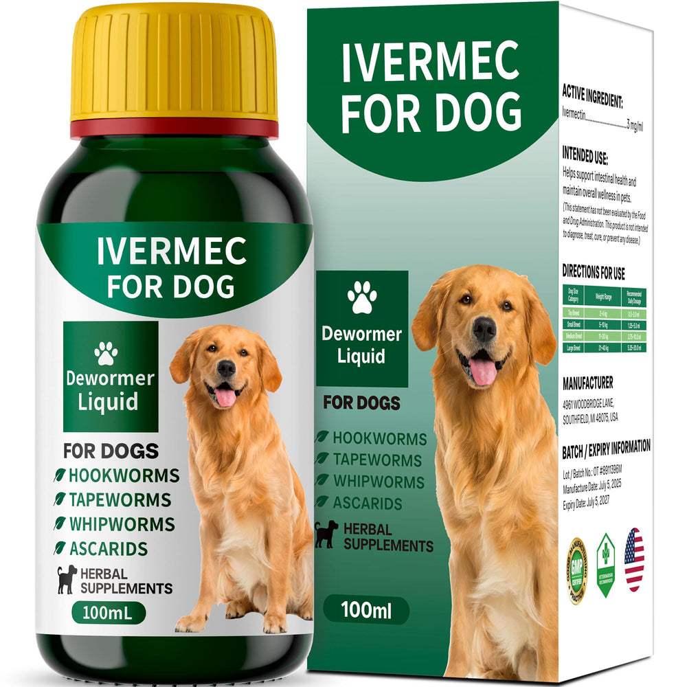 QIFEISHANKA lvermect dewormer bottle for easy dosing and digestive balance.