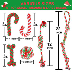 Qiicenay Christmas dog rope toy walking stick green for chewing training and tug-of-war.