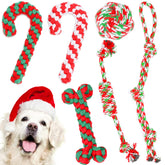 Qiicenay Christmas dog rope toy walking stick red promotes interactive play and fetch.