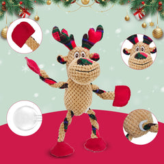 Qiiiiian Christmas Squeaky Dog Toy stretch-middle highlights stretchable design for interactive fetch.