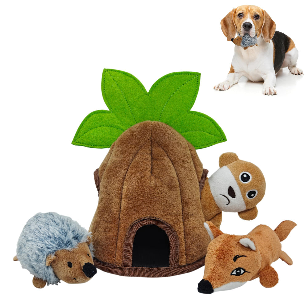 Qiiiiian Coconut Tree front view highlighting interactive four-pack design for small and medium dogs