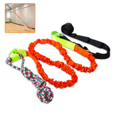 QINGFANGLI outdoor bungee tug toy in orange for dogs during fetch and tug play.