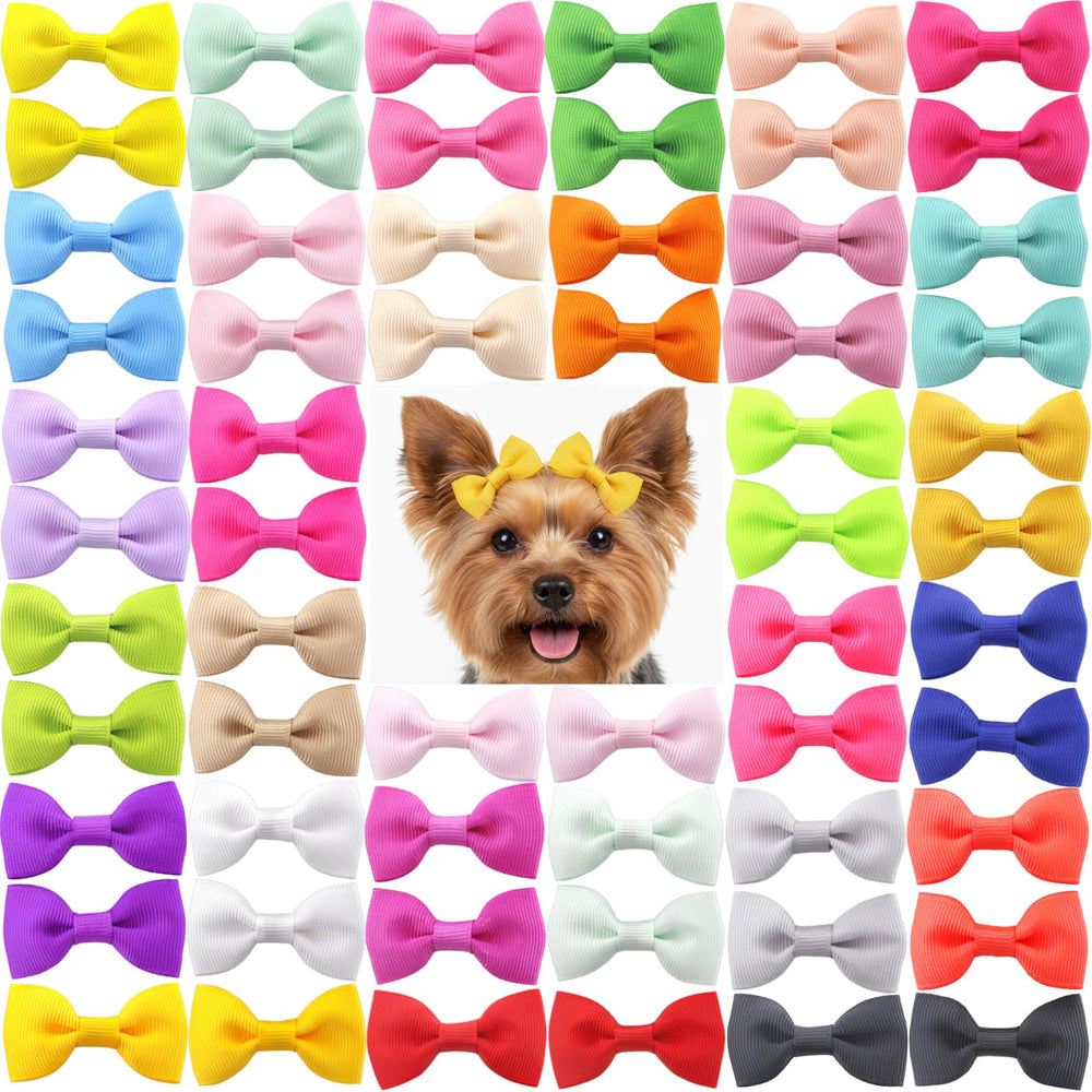 QingHan dog hair bows 2 inch close-up showing secure alligator clips for daily wear.
