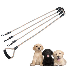 QINKOUDIH 3 Way Dog Leash main setup demonstrates tangle-free control for multiple dogs