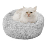 Qinxuepet donut bed soft-plush surface offers cozy lounging for small cats and dogs.