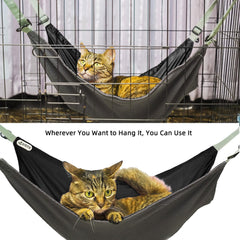 QIPAN cat hammock shows waterproof nylon cooling side for hot days.