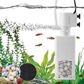 QiQiWader aquarium filter side view demonstrates compact design for 10-40 gallon tanks.