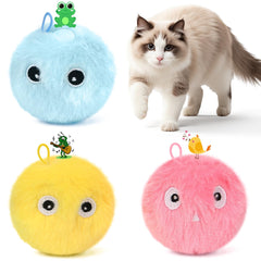 QKOQKO Chirping Cat Toy Ball Pack for interactive play with three plush balls.