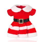QKURT Santa dog costume front view for small and medium dogs, ideal for festive photos.