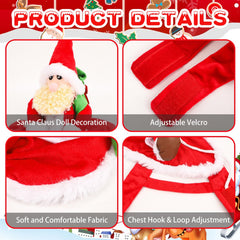 QKURT Santa Dog Costume velcro-closures show easy dressing and adjustable fit.