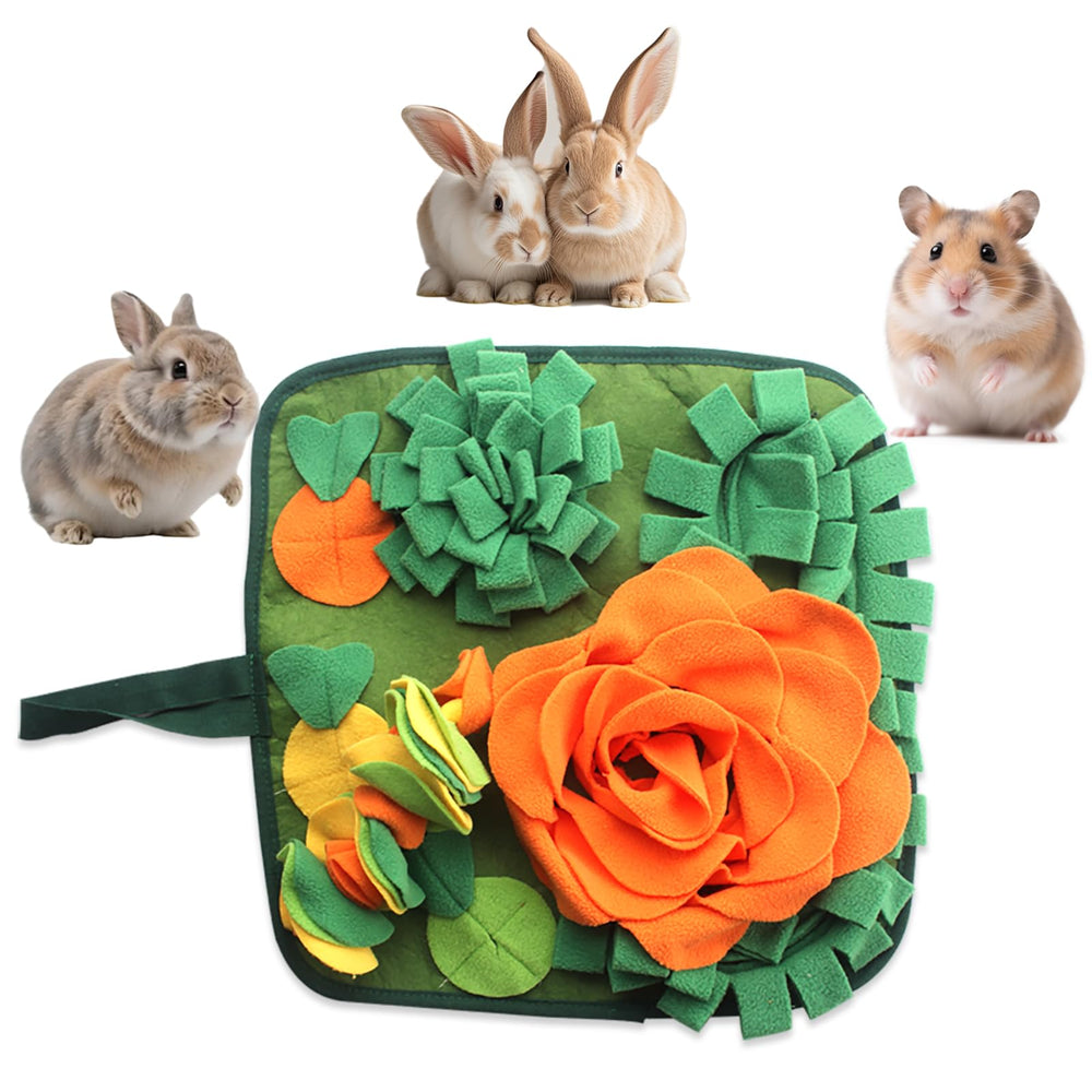 QMoveltyF Rabbit Snuffle Mat overview promotes mental stimulation through nose-work and slow feeding