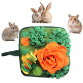 QMoveltyF Rabbit Snuffle Mat overview promotes mental stimulation through nose-work and slow feeding