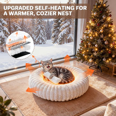 QOKO self-warming cat bed side view highlighting plush comfort