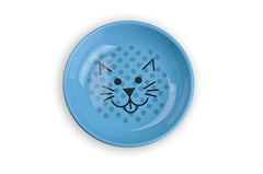 QQV Van Ness ECOWARE Cat Dish Pacific Blue angled view for space-saving feeding area