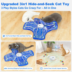 Qraxond interactive cat toy hide-and-seek action shows unpredictable movement for engagement.
