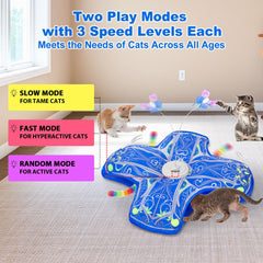 Qraxond touch-activated cat toy starts play with a tap, convenient for quick, on-demand fun.