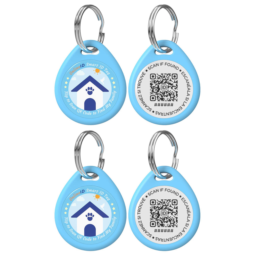 QRTAGLAB cat tag blue front for quick ID access and faster reunions