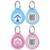 QRTAGLAB two-pack dog tags in blue and pink durable for active pets.