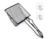 QUALIALL metal cat litter scoop flat-head design for rapid clump removal.