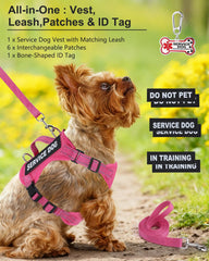 QUDLIMO service dog vest ID tag close-up features bone-shaped engraving for identification