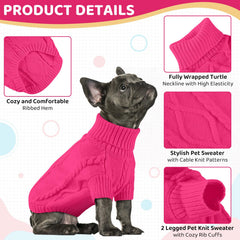 Queenmore cable knit dog sweater solid color with rib cuffs for secure fit.