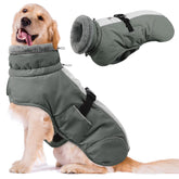 Queenmore dog cold weather coat front view grey, keeps your pet cozy on winter walks
