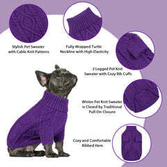 Queenmore dog pullover sweater cable-knit closeup reveals soft, durable knit for daily warmth.