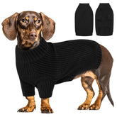 Queenmore full-coverage turtleneck dog sweater keeps a medium dog warm on chilly walks.
