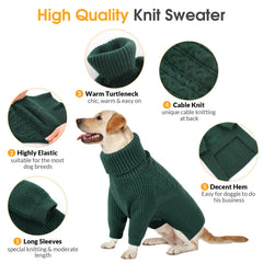 Queenmore dog sweater green side view emphasizes mobility-friendly design for daily walks.
