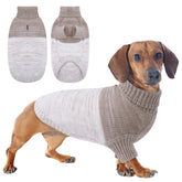 Queenmore dog sweater in khaki keeps dogs warm on winter strolls.