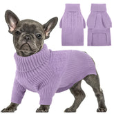 Queenmore dog sweater turtleneck closeup shows ultra-soft fleece for cozy warmth.
