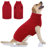 Queenmore XL dog sweater front view showcases warm red knit for cold-weather walks