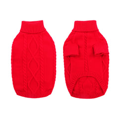 Queenmore dog wearing sweater full body view in red XL.